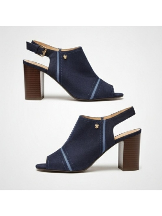 Tommy Hilfiger Shoes - Tommy Hilfiger Blue Slingback Heels Asymmetrical Design